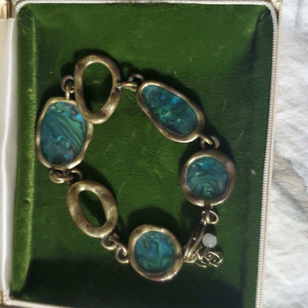 Vintage NRQ Abalone/Oil Slick Parure bracelet